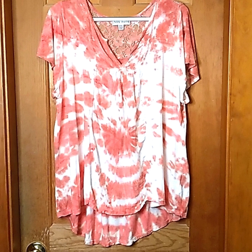 Knox Rose V-Neck Red Tie Dye Tee Shirt Size XXL